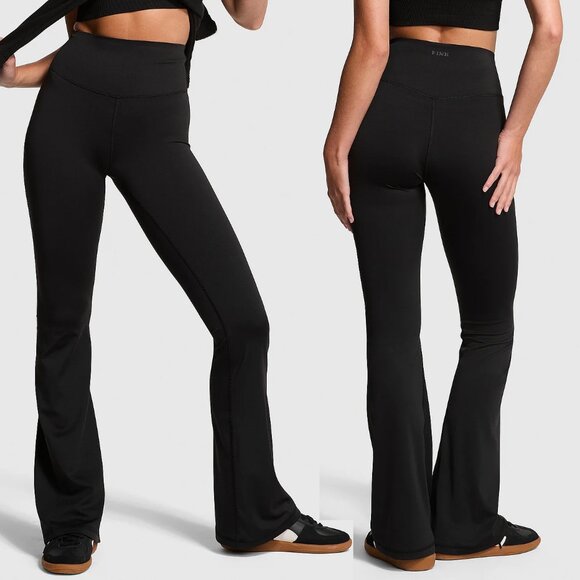 Victoria's Secret PINK Relay Flare Leggings Black Size M Buttery Soft High Waist - Picture 1 of 16